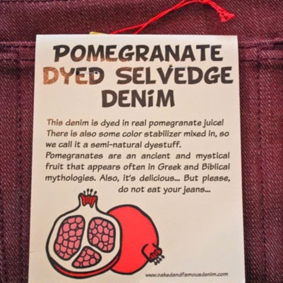 Naked & Famous Pomegranate Selvedge 14oz Weird Guy NWOT - Picture 7 of 8